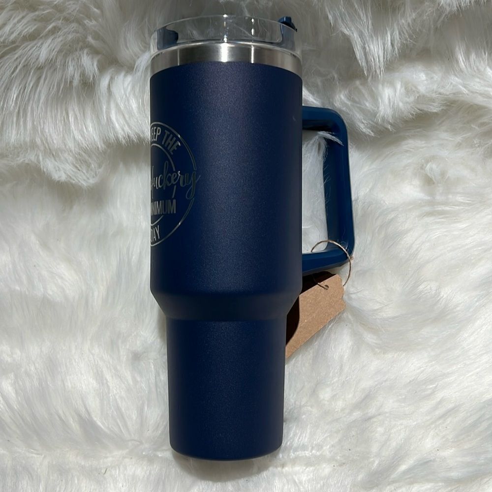 Let’s keep‎ the Dumb Fuc@ery to a minimum Tumbler 40oz Navy Blue with handle - Picture 3 of 6